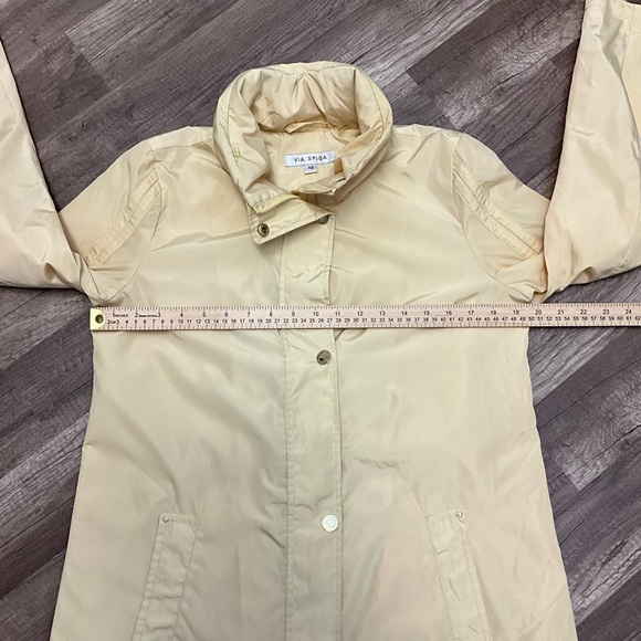 Via Spiga Women’s Mock Neck Plain Long Sleeve Raincoat Sz Extra Small In Yellow - Picture 8 of 16